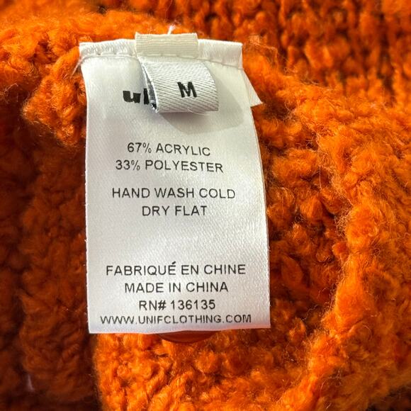 Unif Fuku Orange Hooded Fuzzy Cropp Cardigan Sweater Whimsy Twee Fairy Grunge M - Picture 6 of 6